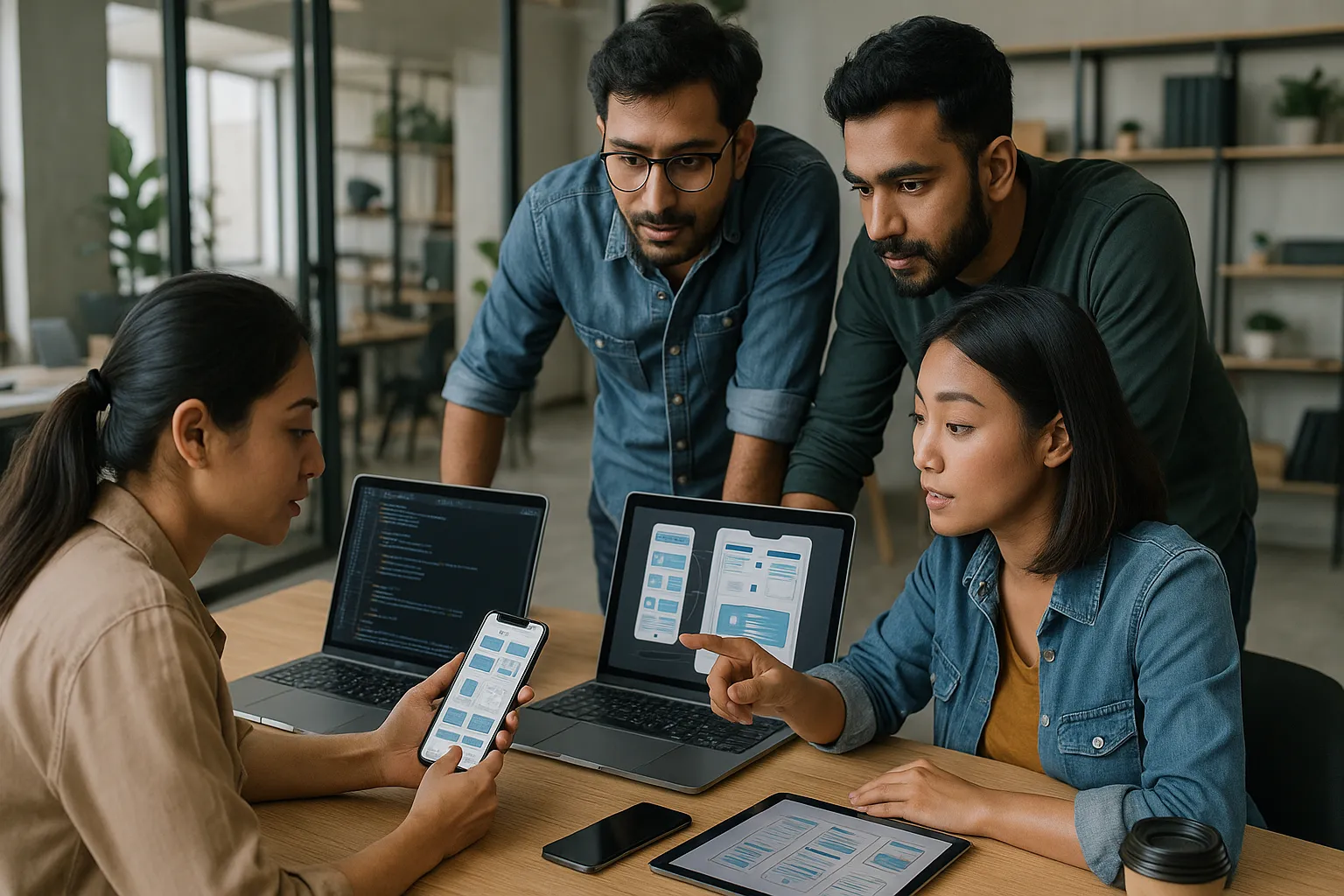 Professional app development company team in Chennai working on a mobile application prototype