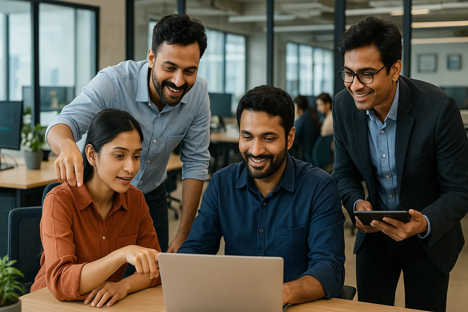 Top software companies in Chennai collaborating on product development in modern tech office spaces