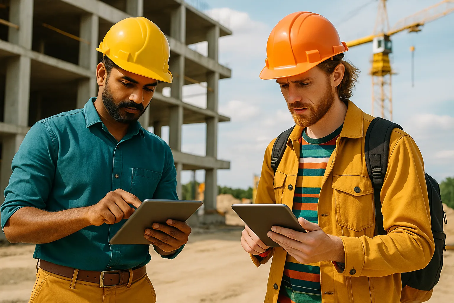 ERP for Construction Companies in India 2025 – Builders using tablets on-site
