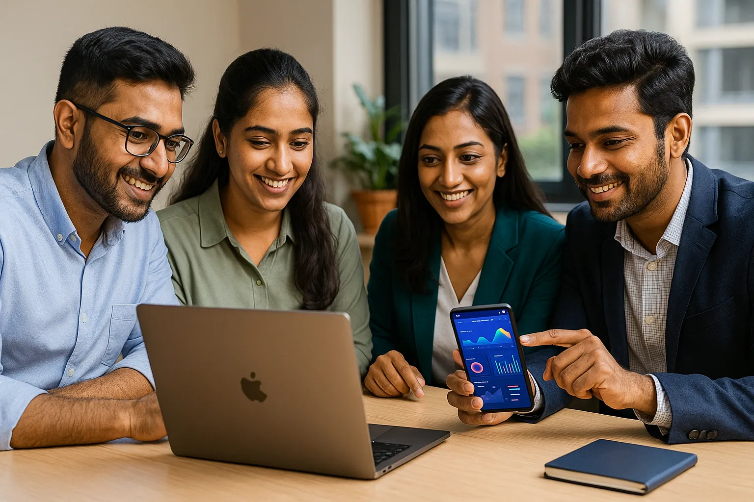 Chennai business team using digital tools and mobile dashboards to scale operations and drive business growth in 2025