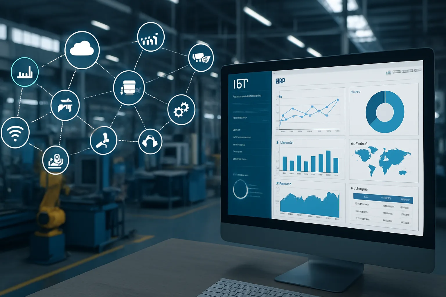 IoT ERP integration dashboard with real-time business data