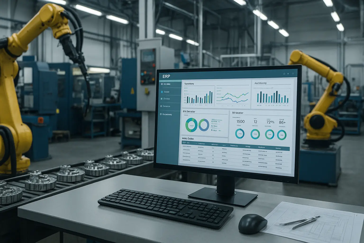 A realistic industrial setup in Dindigul showcasing manufacturing or agro-processing environments, suitable for ERP and IoT implementation scenarios.