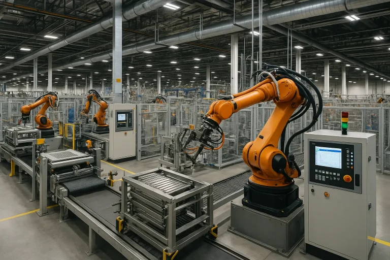 Factory automation with IoT-enabled machines and real-time monitoring in a modern Indian manufacturing plant