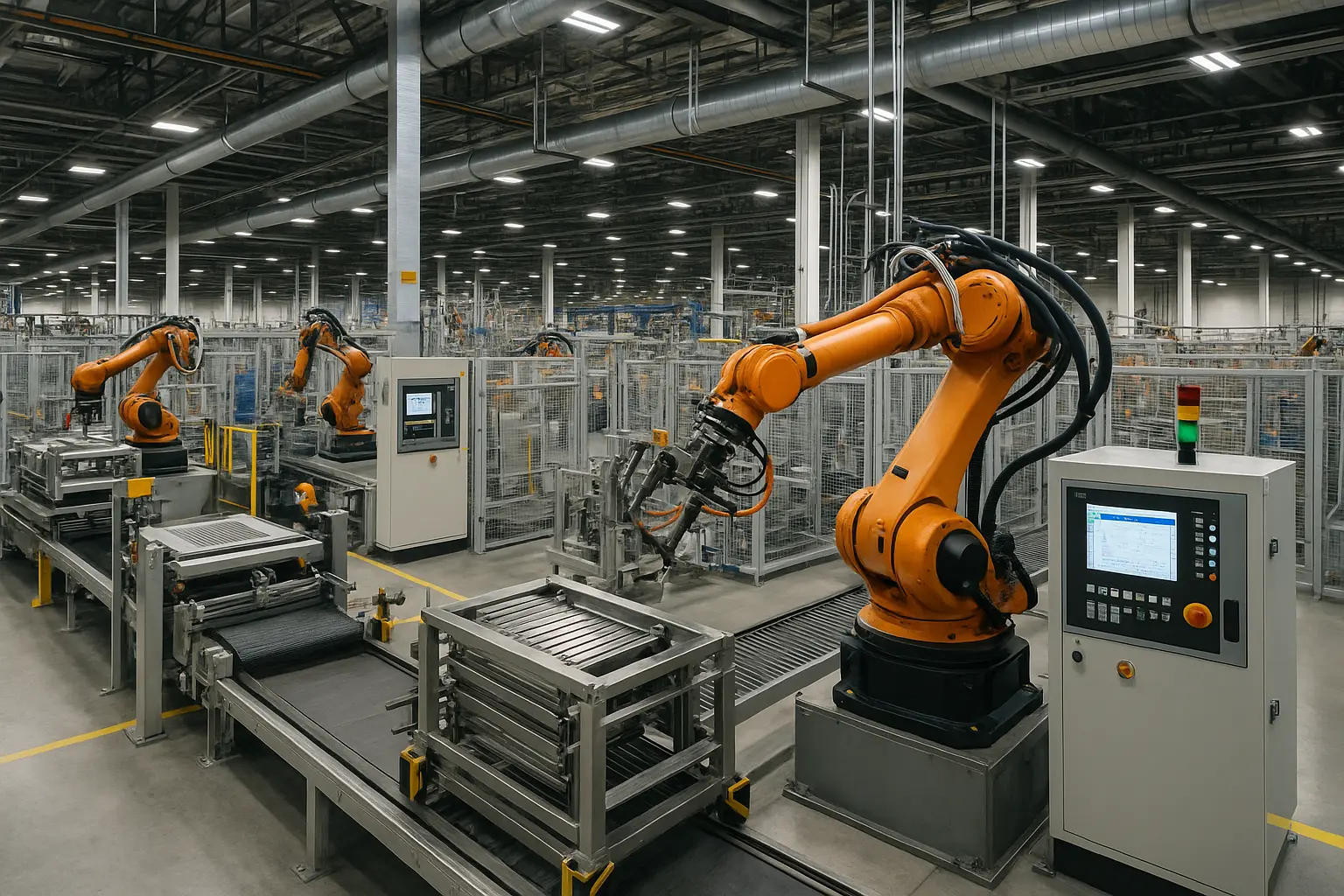 Factory automation with IoT-enabled machines and real-time monitoring in a modern Indian manufacturing plant
