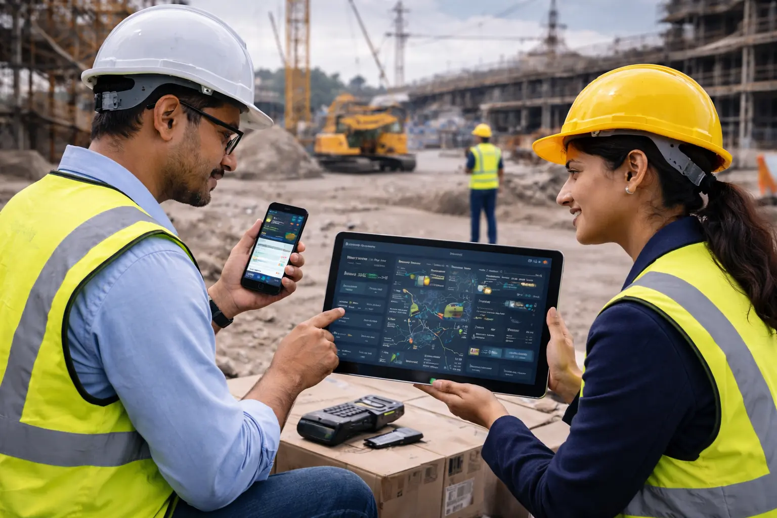 Geo-Verified Workforce Tracking Apps for Construction Sites used by supervisors at infrastructure project