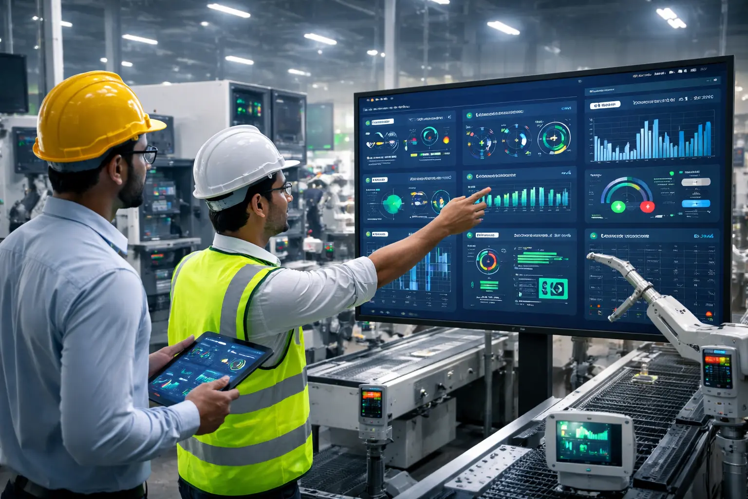 Industrial IoT sensors monitoring machines in Indian factory
