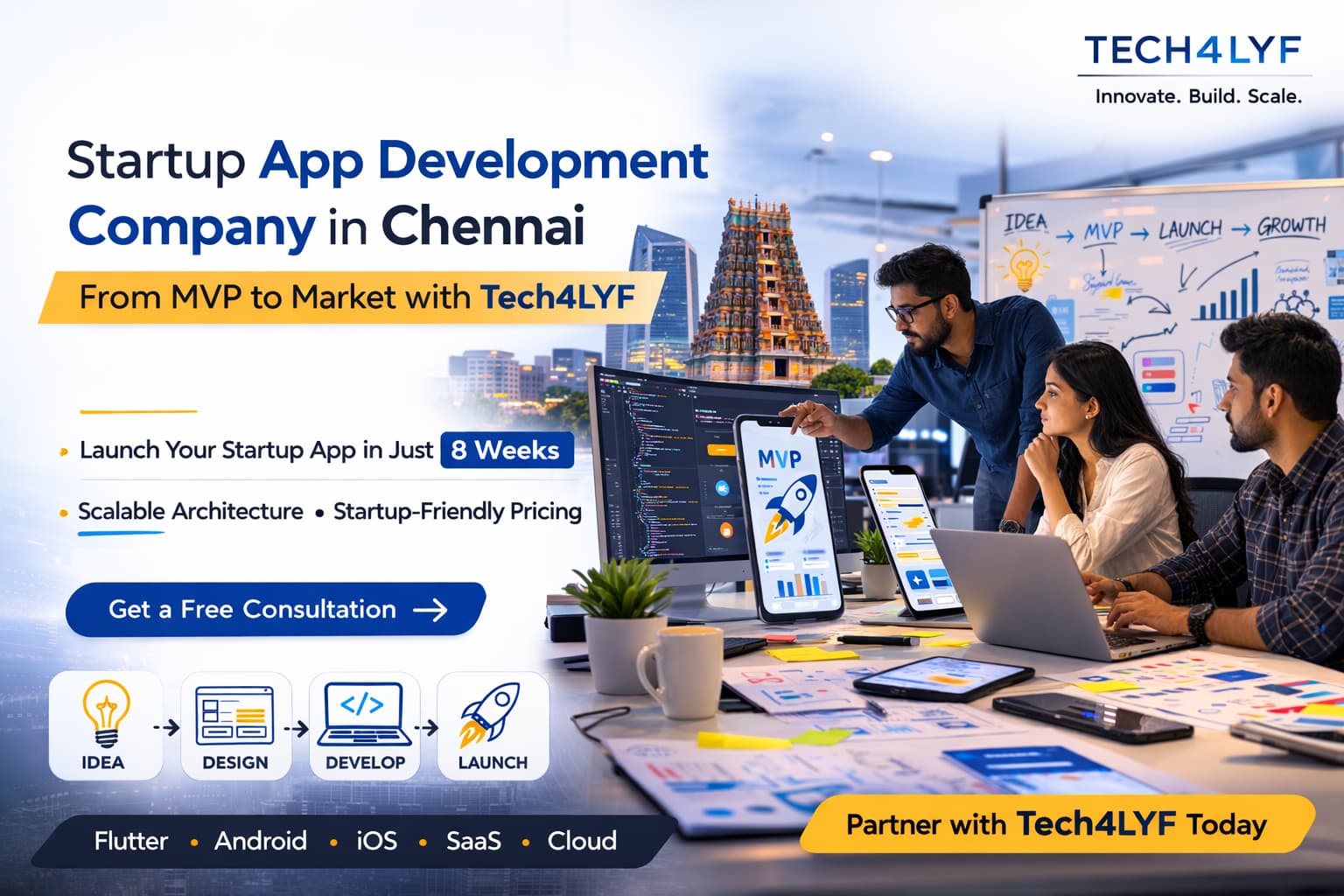 startup app development company Chennai team at Tech4LYF building MVP