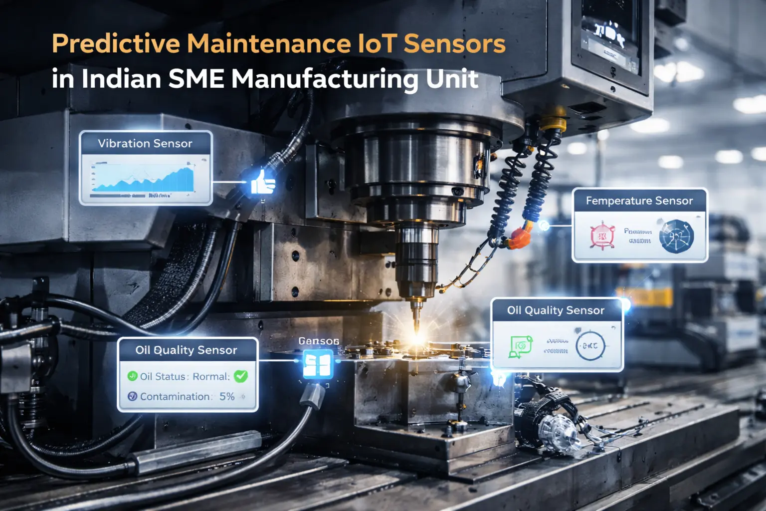 Predictive maintenance IoT sensors on factory machine in Indian SME manufacturing unit