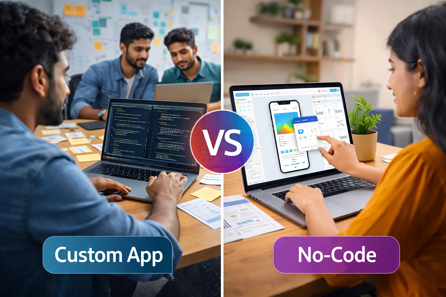 custom app vs no-code India
