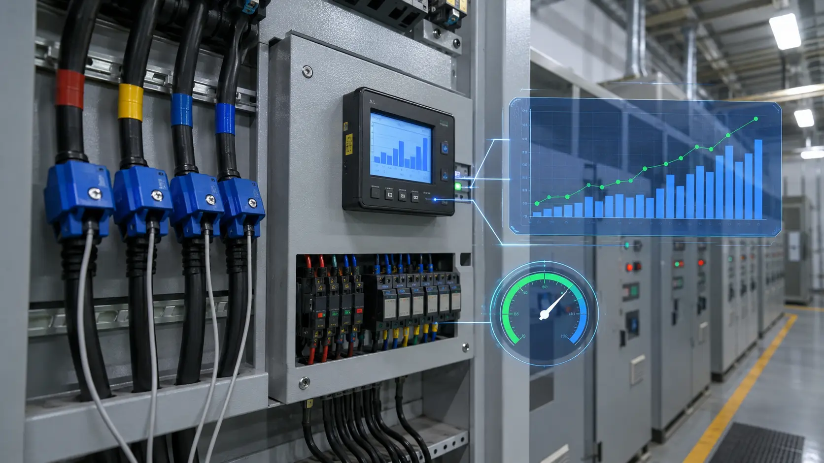 Industrial energy monitoring system with IIoT smart meters tracking electricity consumption in an Indian factory