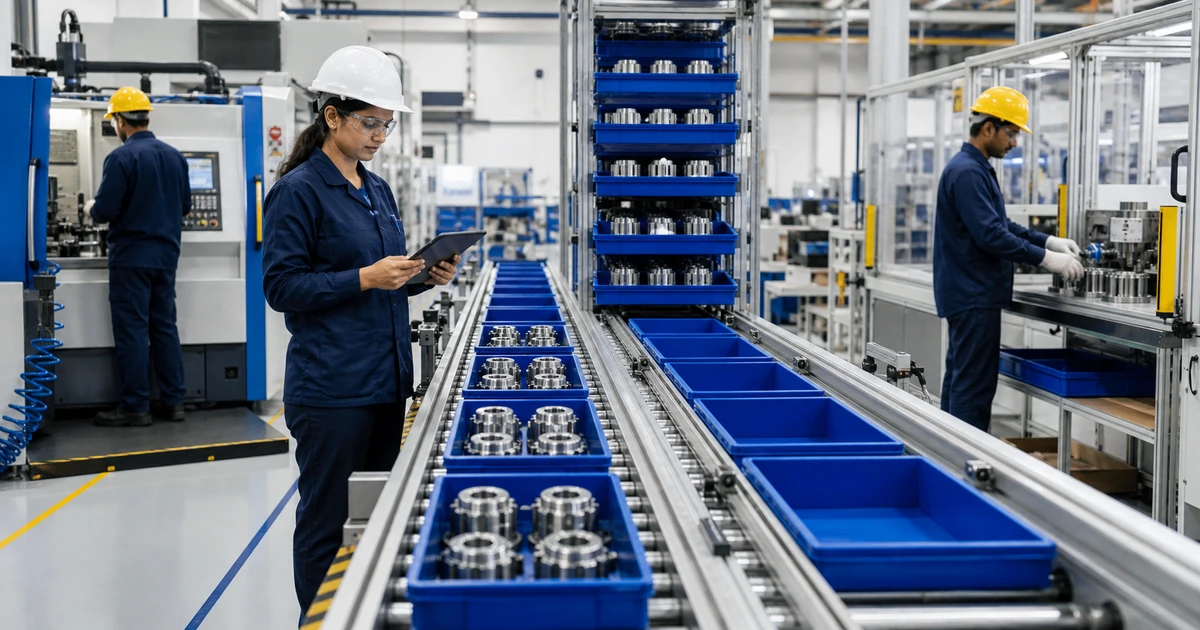Buffer capacity in manufacturing between connected production workstations