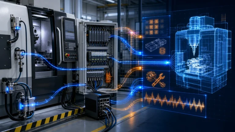 Manufacturing digital twin data requirements connecting CNC machines, PLCs and factory data