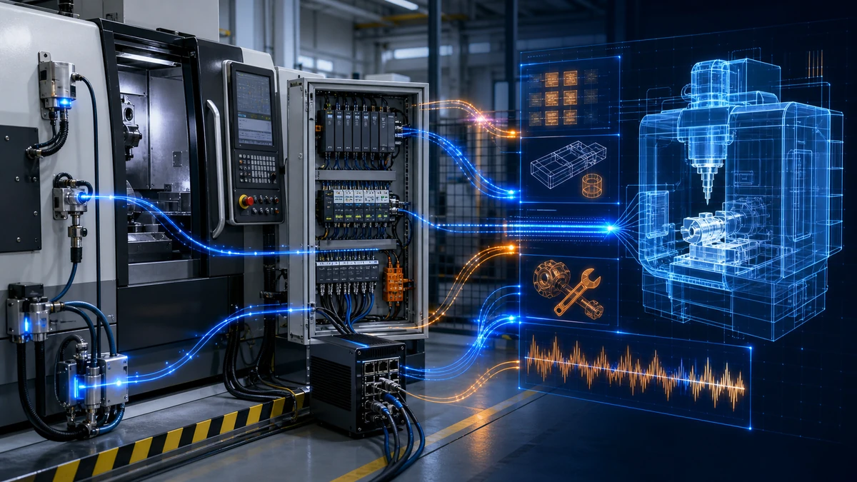 Manufacturing digital twin data requirements connecting CNC machines, PLCs and factory data