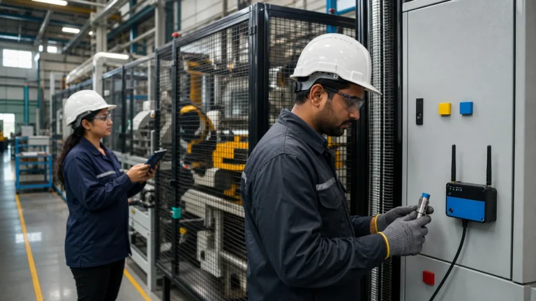 Engineers preparing a Chennai manufacturing facility for a digital twin pilot