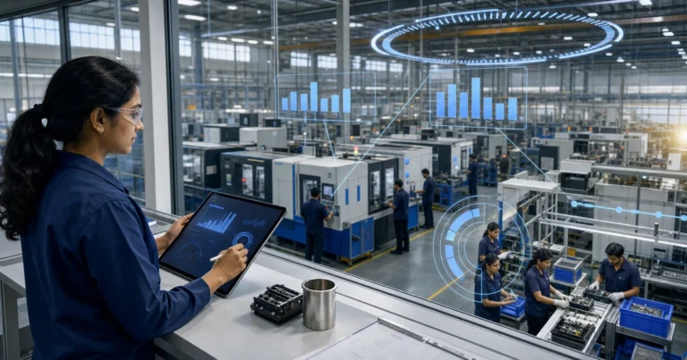 Production engineer calculating machine, labour and shift capacity in an Indian manufacturing facility