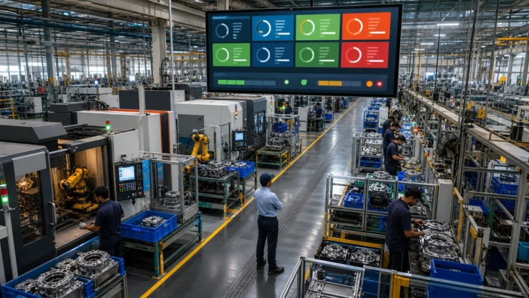 Real-time MES monitoring connected work centres in an automotive components factory