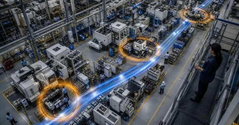 Shifting bottlenecks moving between manufacturing workstations